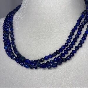 Jay King Mine Finds Sterling Silver 3 Strand Lapis Bead  18" Necklace 695648